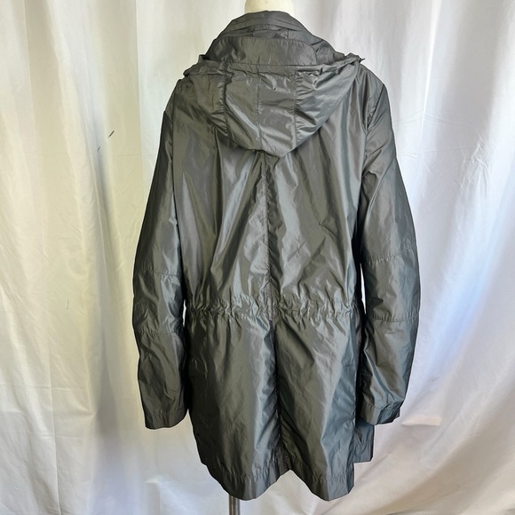 KENNETH COLE RAIN JACKET BLACK LIGHT COAT WITH HOODIE 100% POLYESTER WOMEN LARGE - Picture 5 of 12